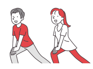 ストレッチしている男女のイラスト